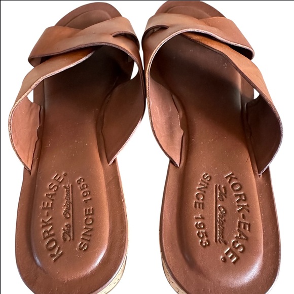 Kork Ease Sabrina Cognac Brown Leather Wedge Sandals Size 8 - Picture 5 of 10